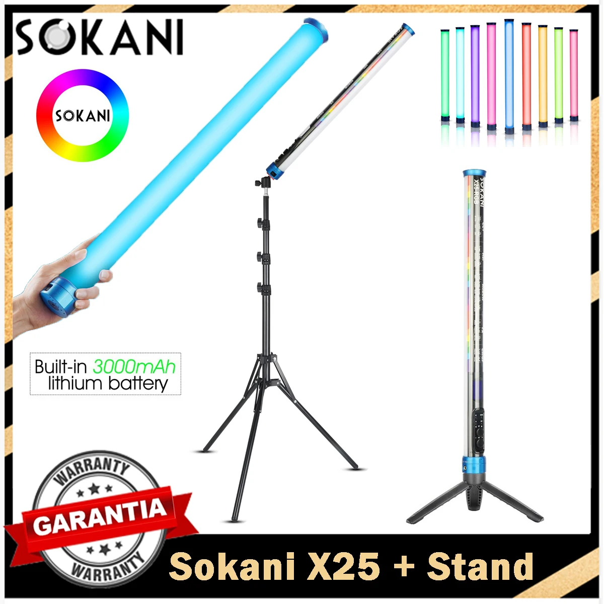 

Sokani X25 RGB LED Video Light Handheld Tube Wand Stick CTT Photography Lighting App Control with Light Stand for YouTube Tiktok