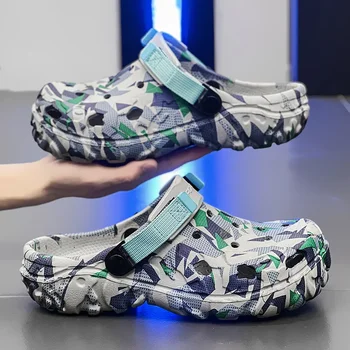 Pantofole da uomo estive Scarpe casual da uomo in EVA leggero Scarpe con foro Zoccoli Sandali piatti da spiaggia maschili da giardino per la casa 1
