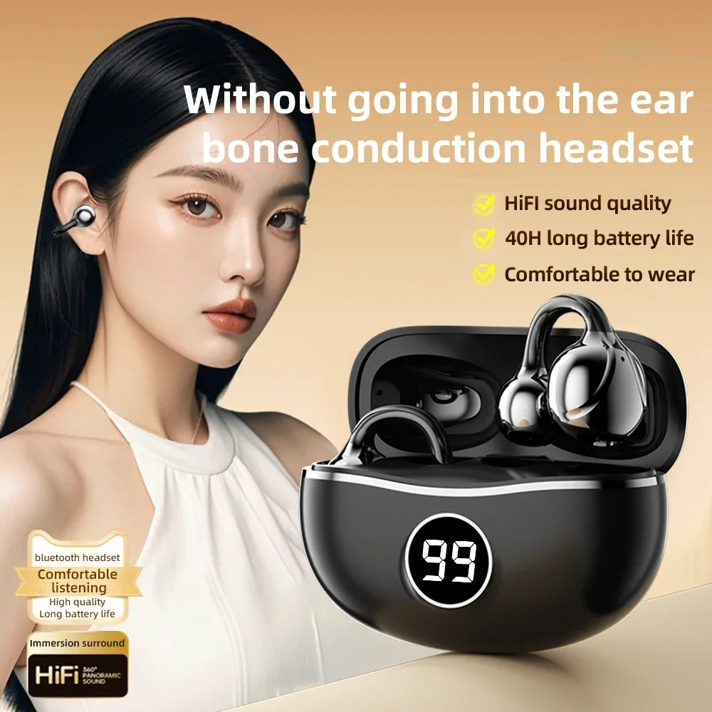 Wireless Headphones Fone Bluetooth Headset With Mic Handsfree Noise Canceling Earphones Clip Ear Music Sports Gaming Earplug 2