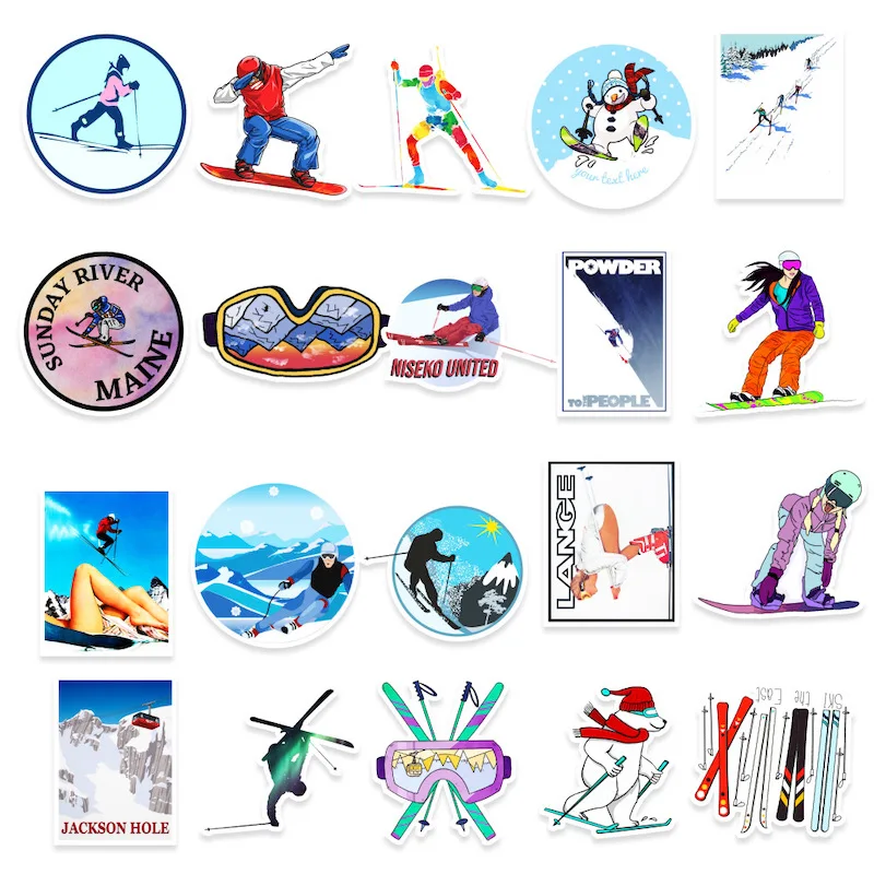 10/30/50PCS Cool Ski Brand Logo Stickers DIY Bike Travel Luggage Guitar  Laptop Waterproof Graffiti