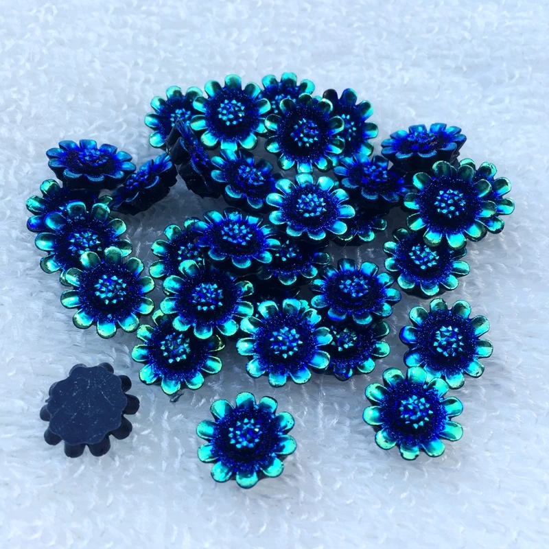12mm AB 수지 플라워 디자인 라인석 아트 라인석, DIY 웨딩 데코레이션 40pcs -B08