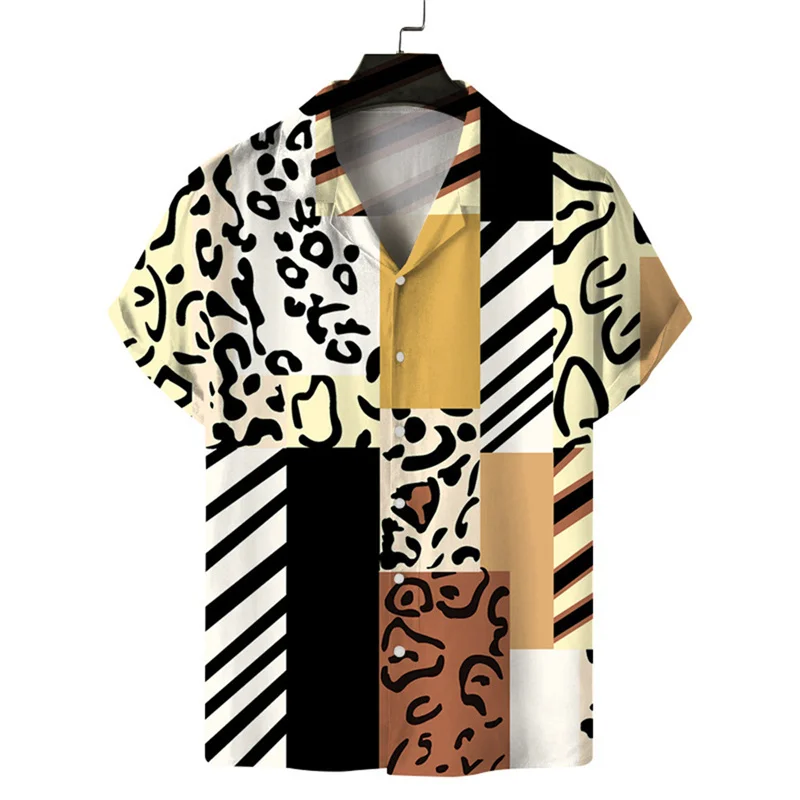 thumbnail image 1 of Camisas de verano 2024 para hombre, camisas casuales frescas con estampado de leopardo 3D para playa, camisas de manga corta con solapa, blusas de calle, ropa para hombre y mujer, 1 of 4