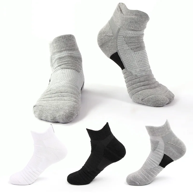 5 Pairs Men Cushion Performance Athletic Crew Running Basketball Outdoor Sports Ankle High Tube Autumn Winter Socks_voghion.com