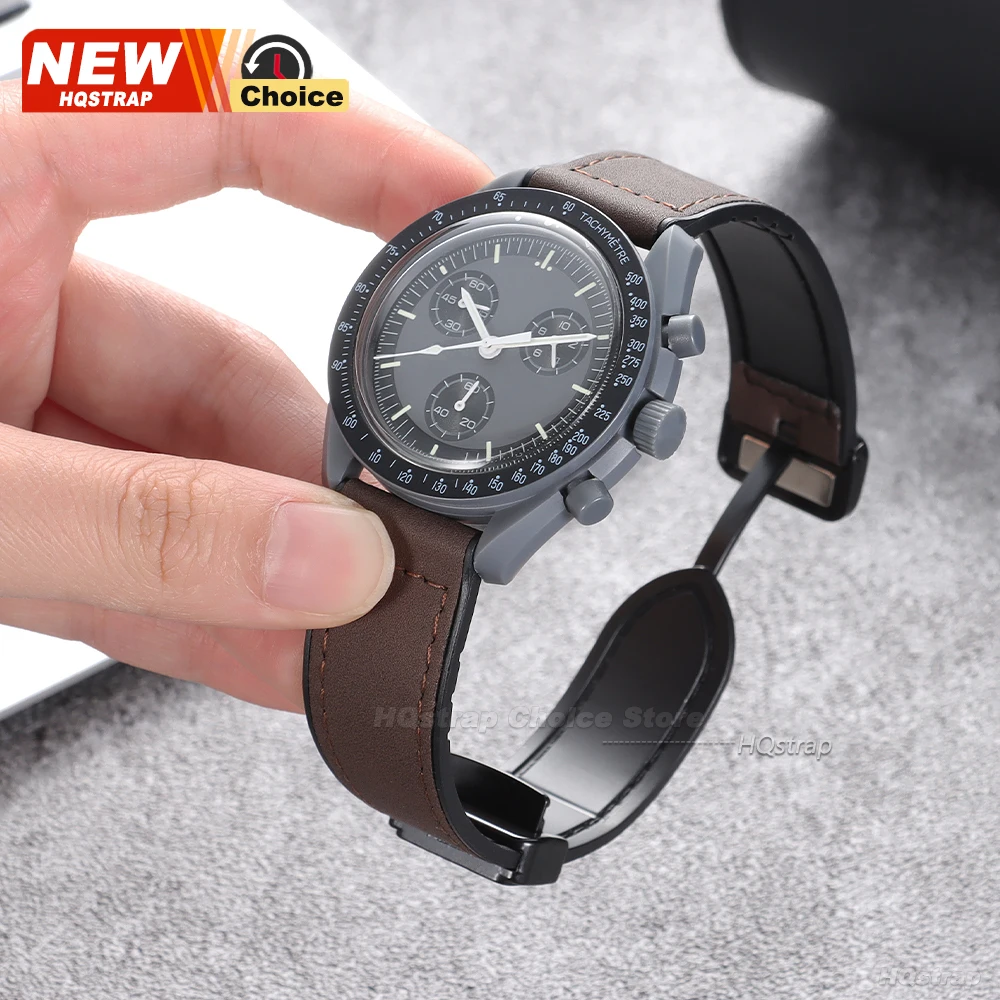 Magnetic Clasp Leather and Silicone Watch Band, Universal Fit (20mm/22mm)