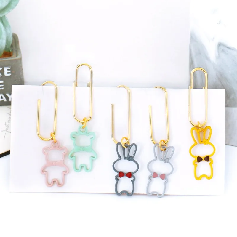 5 Pcs Metal Cartoon Animals Shaped Creative File Clamp Paper Clips Bookmark Holder Paper Decorative Clip for Office School Home 2 pcs cute bear metal paper clip office school supply stationery cartoon organizer holder bookmark photo decorative kawaii gift