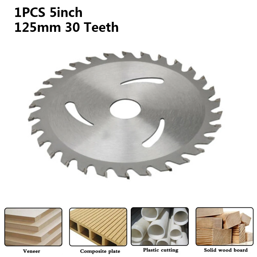 

1 Set 5inch 125mm Circular Saw Blade 30Teeth 20mm Bore Wood Cutting Disc 1pc Rotary Tool For Cutting Solid Wood Composite Board