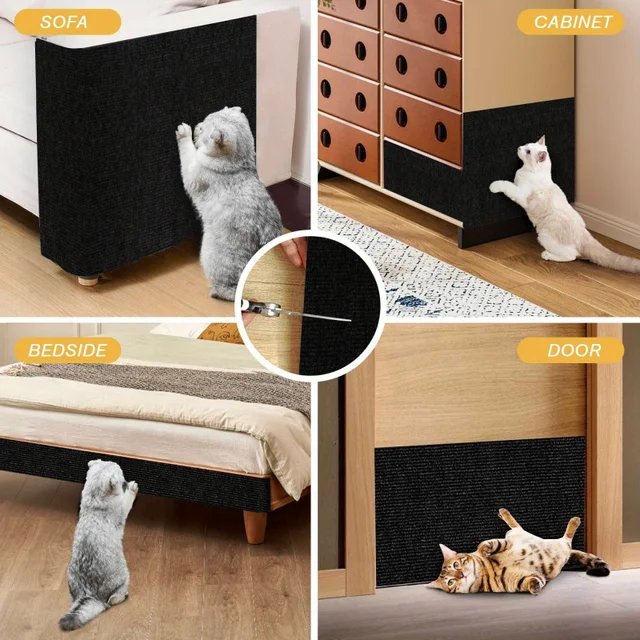 Trimmable Cat Scratching Mat Cat Scratcher Sofa Tape Scratching Post Self-adhesive Carpet Cats Scratch Board Cat Accessories 3
