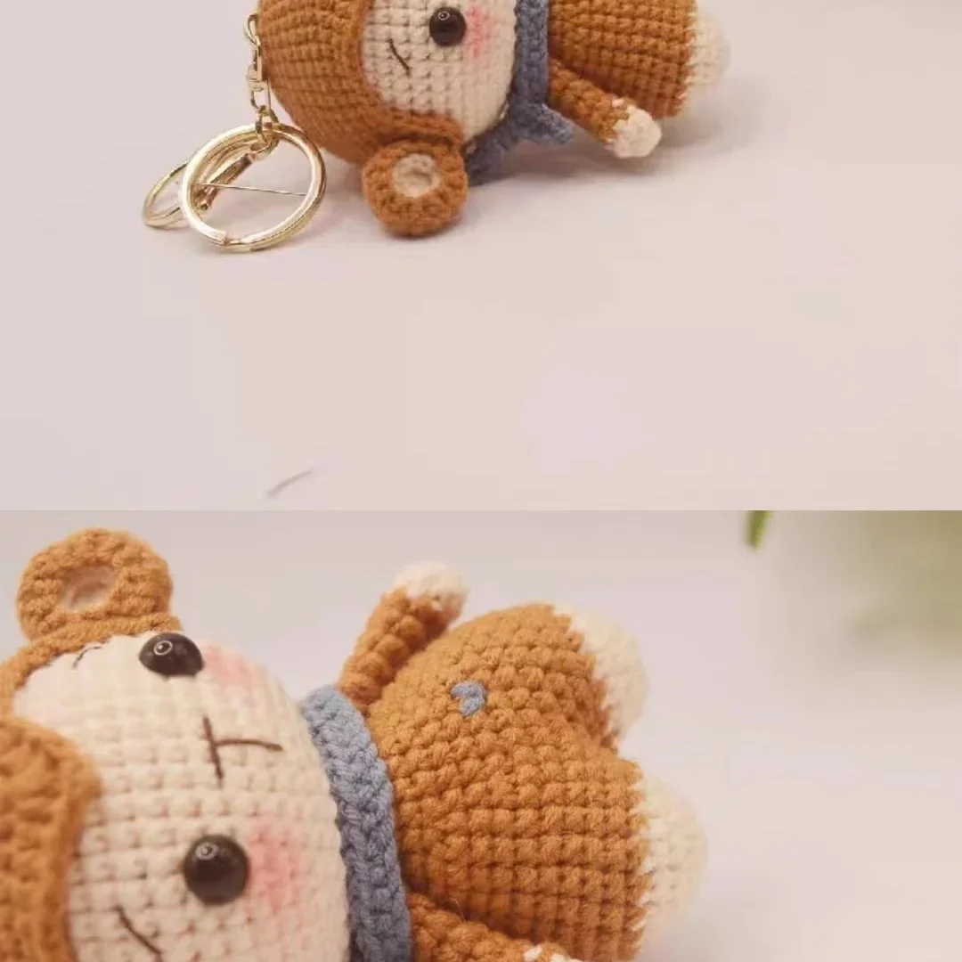Cute Monkey Handwoven DIY Material Bag Knitting Yarn Keychain Pendant Cartoon Doll Decoration Couple Gift Knit Crochet Supplies 4