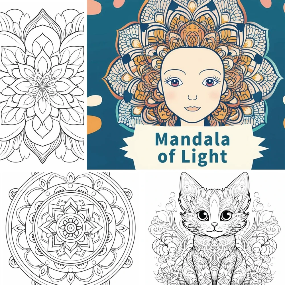 Mandala of Light  Art Coloring Book 22Pages Gift For Birthday Party Relieve Stress Kill Time Graffiti Painting Drawing Art Book 5