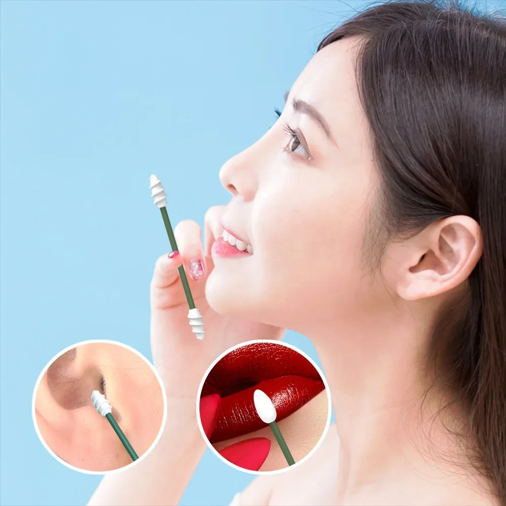 2Pcs Reusable Silicone Ear Swabs with Case Ear Cleaning Cosmetic Silicone Buds Swabs Sticks Double-headed For Cleaning Makeup