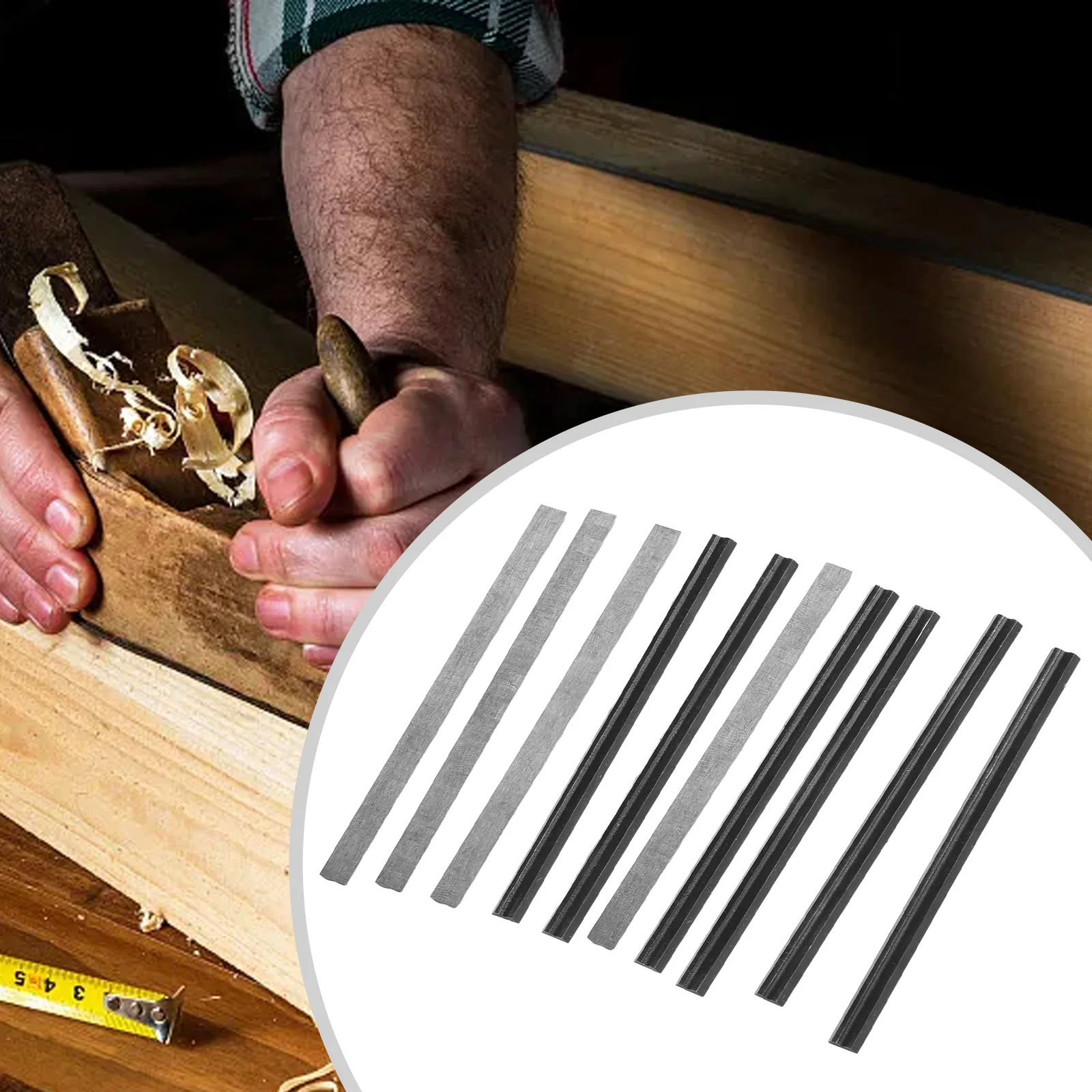

New 10pcs Planer Blades 82mm Carbide Manganese Steel Tool Hard Alloy Kits For Ply-wood Board For Cutting Woods