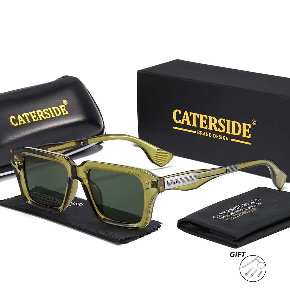 CATERSIDE Neue Vintage-Sonnenbrille für Herren mit quadratischer Form, individuell anpassbare optische Sonnenbrille für Damen, UV400-Schutz – Detail 20