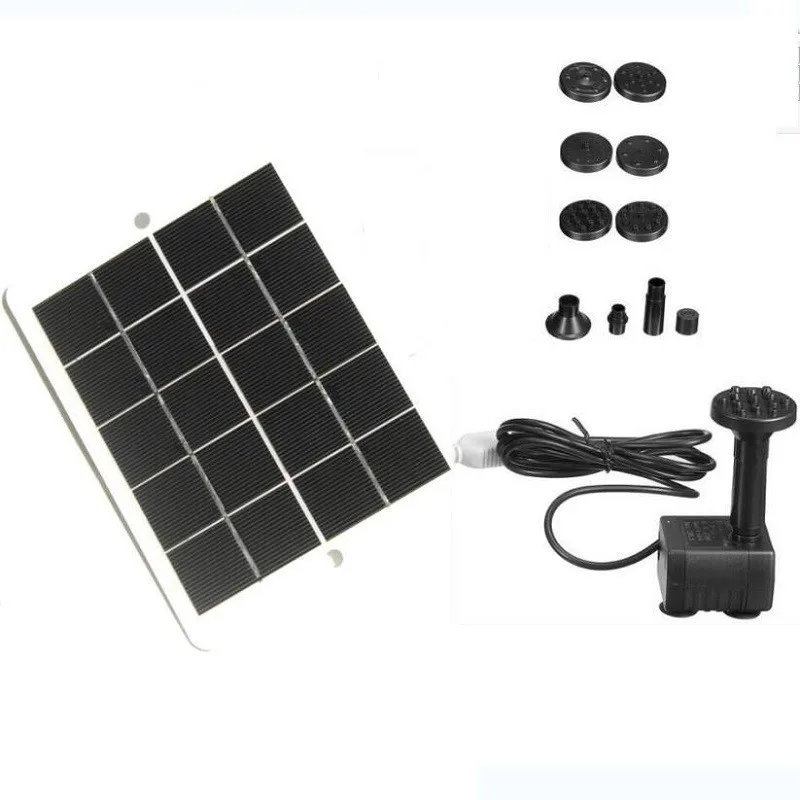 태양광 패널 워터 펌프 키트, 정원 수영장 분수, DIY 분수 펌프, 9 노즐, 5W, 5V