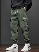 Spring Autumn Men's Elastic Waist Casual Pants Stretch Straight Drawstring Harem Jogging Sports Trousers Fashion Male Clothing