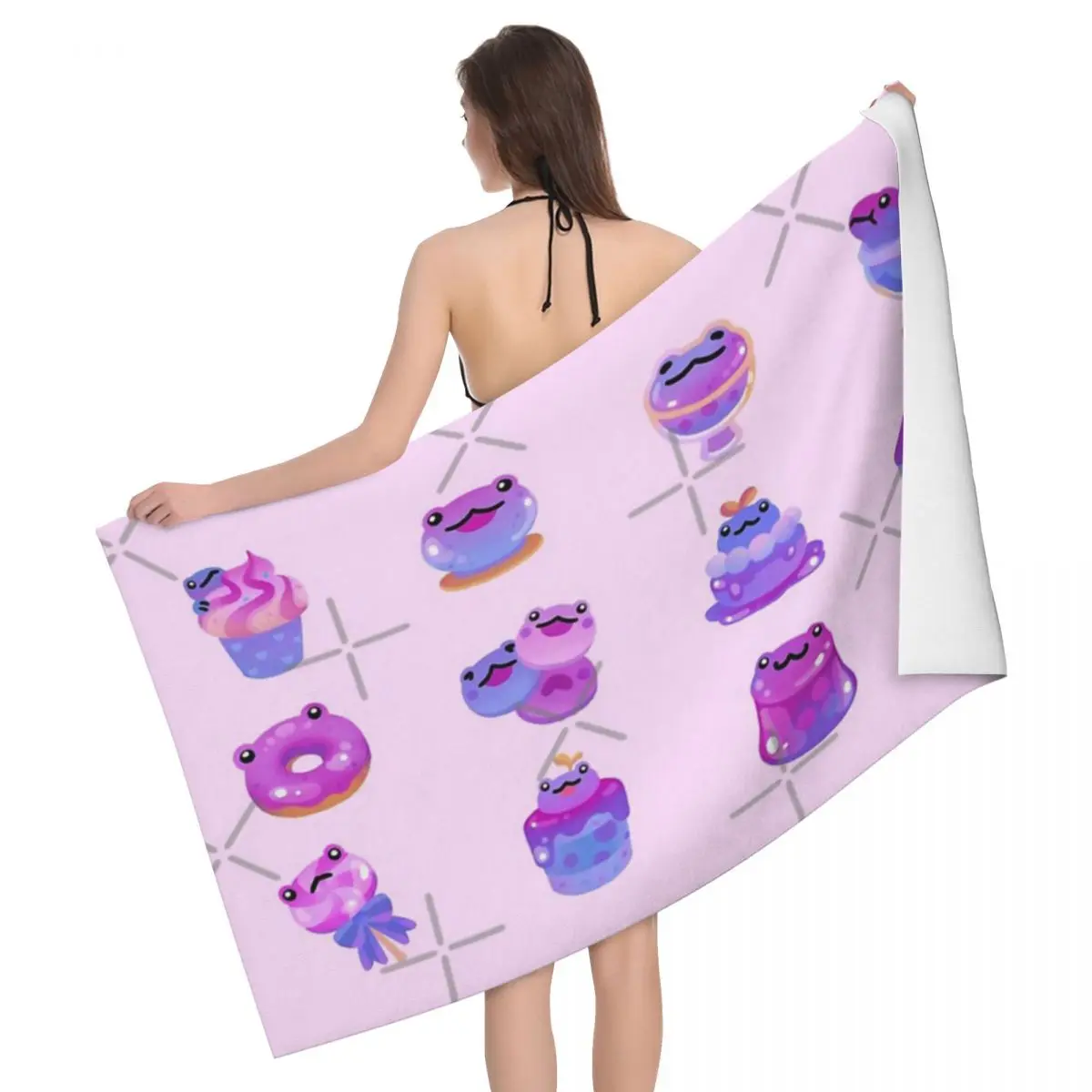 

Blueberry Frog 80x130cm Bath Towel Microfibre Fabrics For Pool Wedding Gift