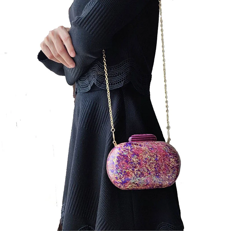 YYW Design Shell Acrylic Clutch Purse Women Marble Bag Luxury