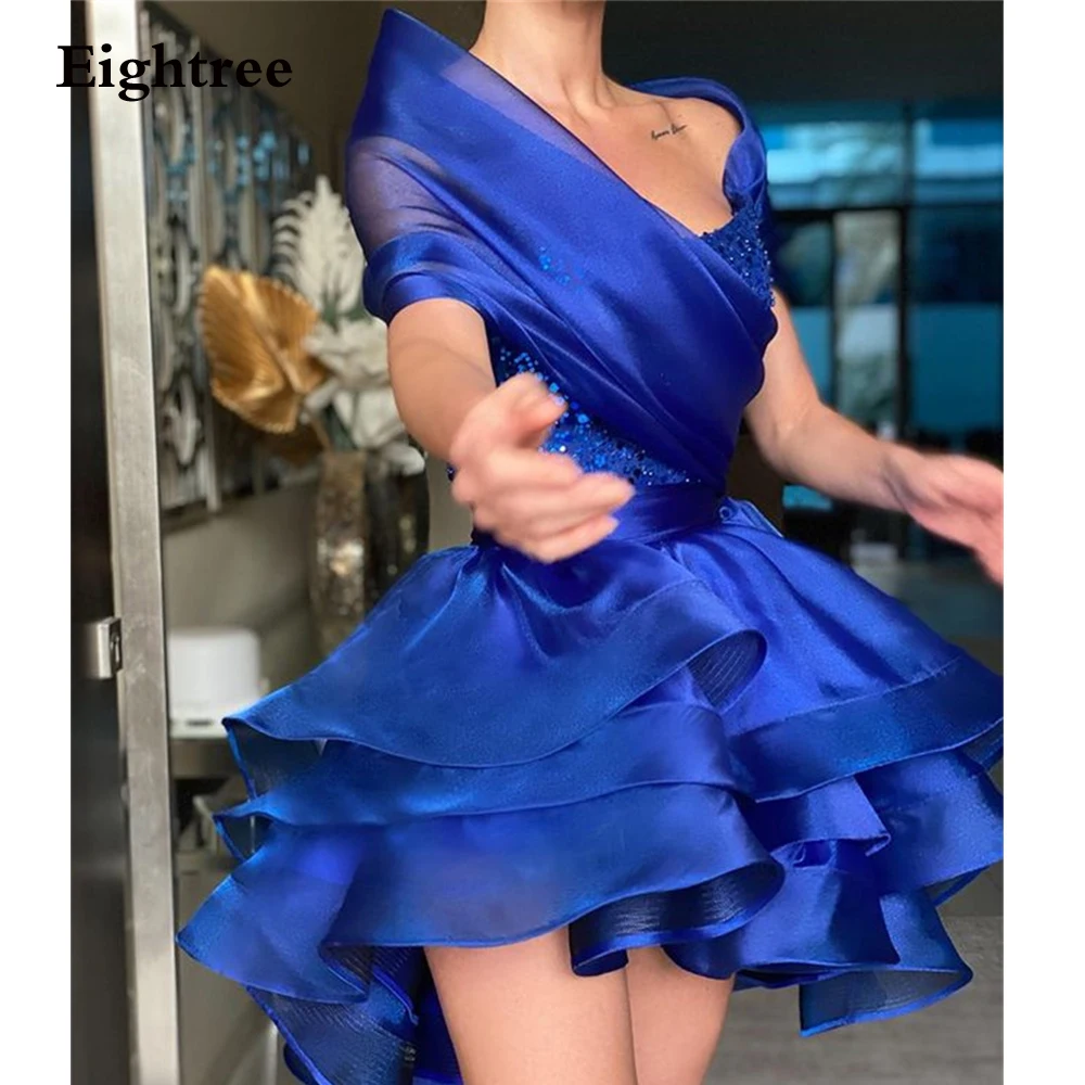 

Eightree Royal Blue Beading Glitter Evening Dress Ruffers 2022 Tulle Prom Dresses Robes De Soirée Special Occasion Dress