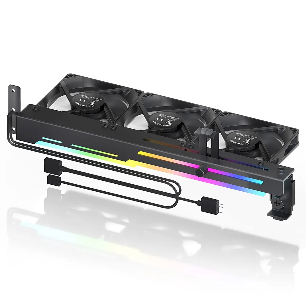 2 in 1 RGB LED 그래픽 카드 홀더 1800RPM 5V 3Pin ARGB 그래픽 카드 냉각 팬(3x80mm 팬 포함) PCI 마운트 브래킷