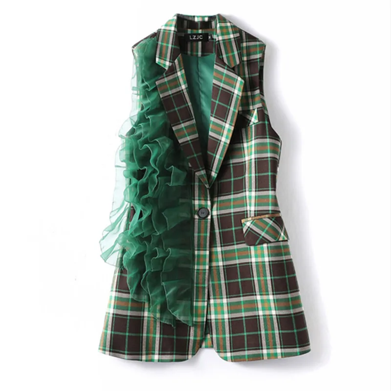 Suit Vests Jacket Chiffon Patchwork 