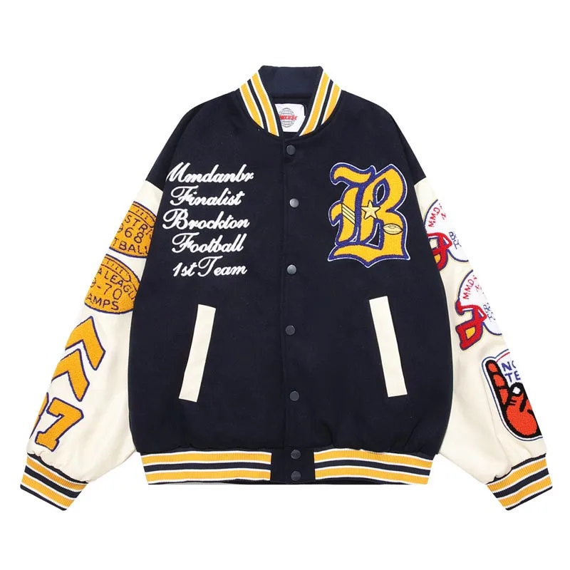 Patchwork PU Leather Baseball Jacket