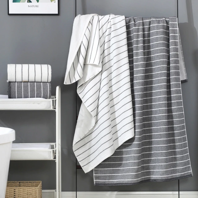 Bathroom Cotton Hand Towel, Striped Pattern Hand Towel