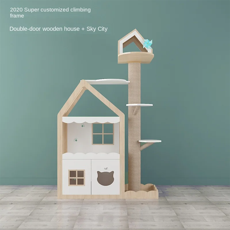 

Large Indoor Tall Cat House with Scratcher, Play Structure, Landscaping Activities, Pets Products, Home Supplies