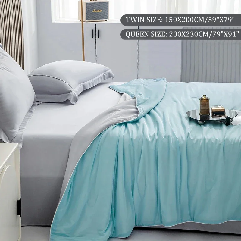 

Blanket Fabric Lightweight Cold Cooling For Summer Double Cooled Comforter Condition & Silky Air Quilt Side Bed With