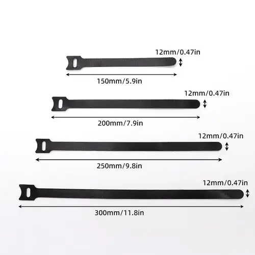 Releasable Cable Ties Wire Organizer Black 15 20 25 30cm Nylon Hook Loop Straps Wrap Zip Bundle Bandage Tie Plastics Fastening - Image 2