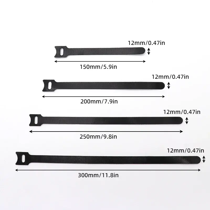 Releasable Cable Ties Wire Organizer Black 15 20 25 30cm Nylon Hook Loop Straps Wrap Zip Bundle Bandage Tie Plastics Fastening - Image 2