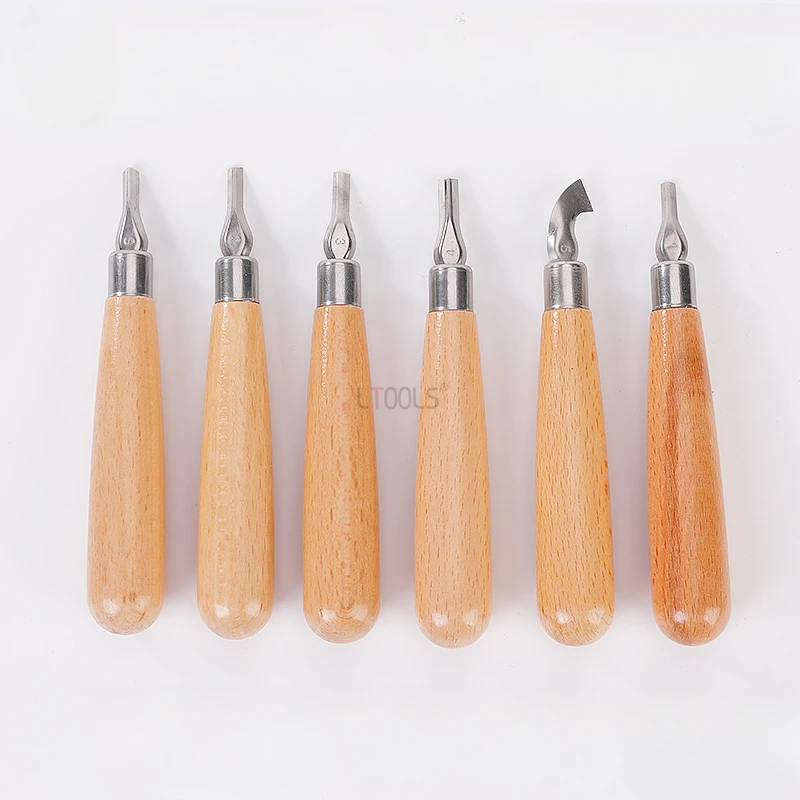 

6pc Students Special Carving Knife Set Wood DIY Special Shaped Printmaking Knife Clay Sculpture Craftsmanship Carving Hand Tools