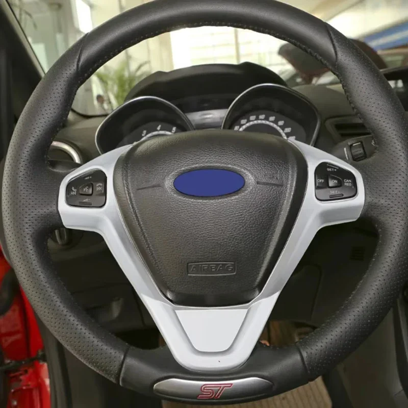 포드 피에스타 MK7 2009 - 2017 Ecosport 2012-2017 ABS 자동차 스티어링 휠 패널 장식 커버 트림 스티커 액세서리