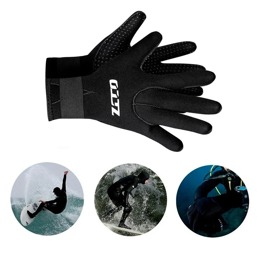3mm Neoprene Diving Gloves Mens Womens Non-slip Swimming Gloves Black Warm Wetsuit Gloves for Kayak Surfing Snorkeling Hunting 4