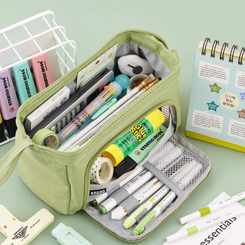 

Large Capacity Double Layer Canvas Pencil Case Multifunctional Portable Stationery Case Students Pen Bag School Supplies Prize