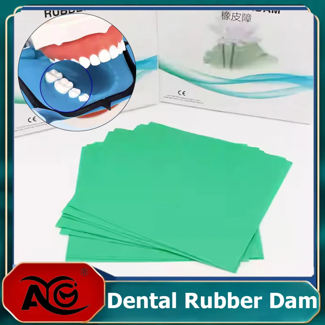 AG Non Sterile High Quality Dental Dam Natural Rubber Latex Dam Nnti-allergy 52pcs 5“x5” / 36pcs 6"x6" Oral Care Materials