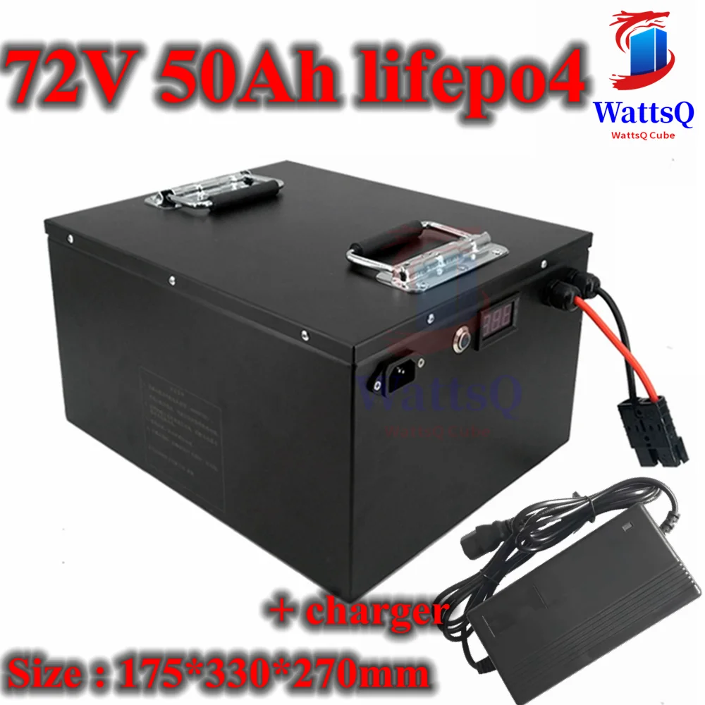 

72V 50Ah waterproof lithium lifepo4 battery BMS 24S for 7000W 5000W bicycle bike scooter Forklift inverter + 10A charger