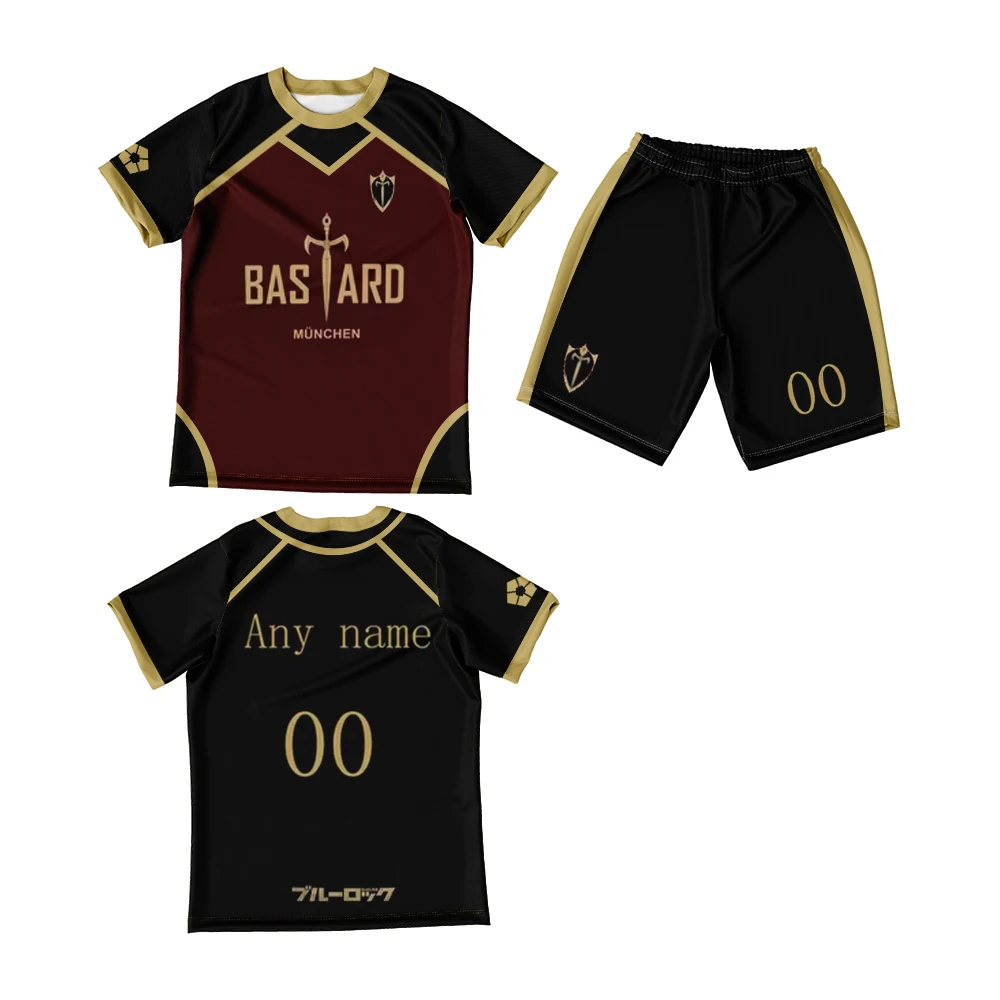 Jersey Futsal Cosplay Football Motif VL Replika Blue Lock Anime Bastard Munchen Men T-shirt Shorts Set Fashion Male Suits 5