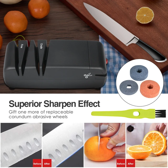 Professional Electric Knife Sharpener Multifunctional Automatic Cut  Sharpeners With 15-degree Bevel Crude And Fine Grooves For Straight  Serrated Knive