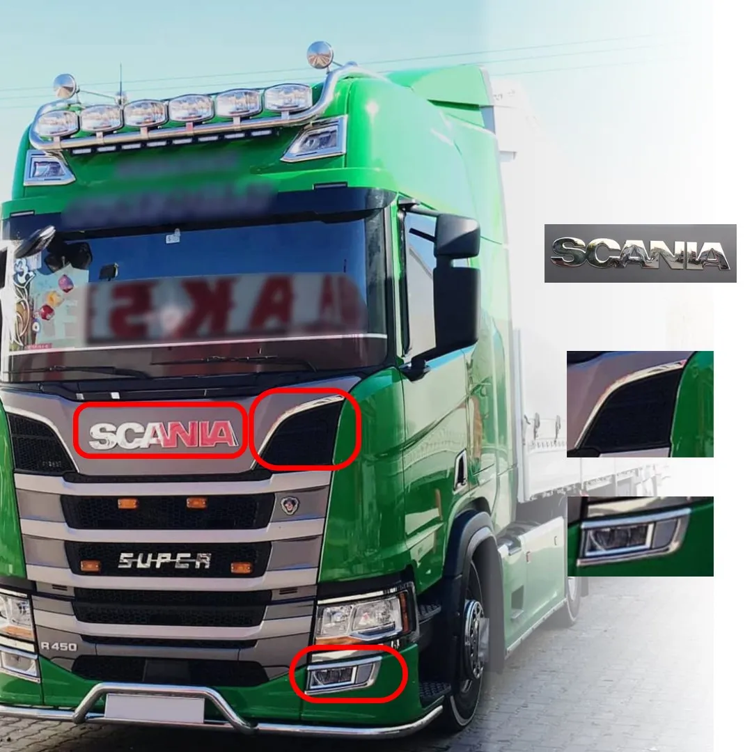 Scania NG SC S/R Compatible M3 Chest Lettering Chrome + Kılıç Chrome + Fog light Chrome WN10005