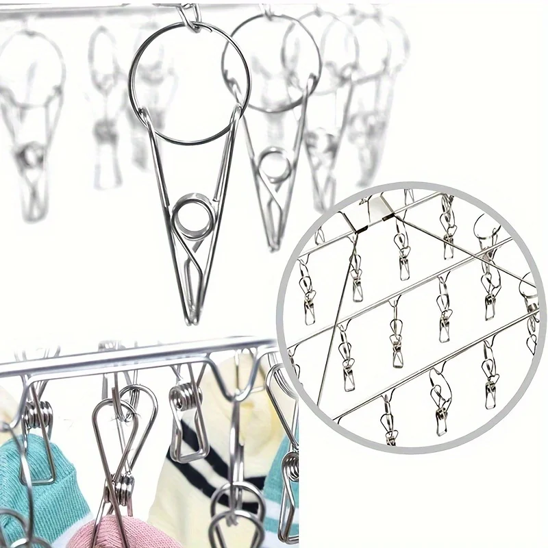Stainless Steel Windproof Clothespin Laundry Hanger Bra Sock Towel Clothesline Hook Clothes Rack Peg Dryer Airer Drying 5