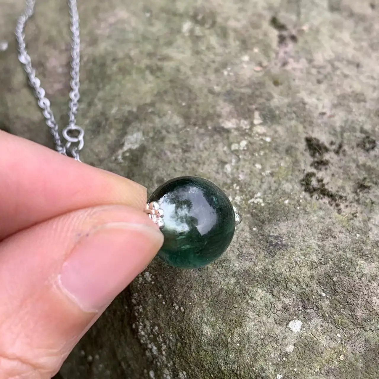10MM Natural Rare Green Lepidolite Monet Garden Pendant Necklace Fine Jewelry Stones Healing Energy Gift Lucky Jewelry