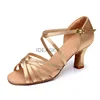 PU Satin Salsa Latin Dance Shoe Girls Women Tango Ballroom Dance Shoe High Heel Soft Dancing Shoes 5/7cm Ballroom Dance Sandals 6