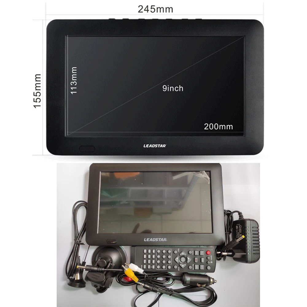 Leadstar 디지털 미니 TV 컬러 텔레비전 플레이어, ISDB-T 디코더, Hevc 10 비트, 800x480, IsdbT, 가정용 차량용, 9 인치 휴대용 TV