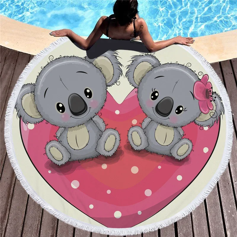 Flamingo Plants Pattern Large Round 150cm Beach Towel For Adults Wall Hanging Microfiber Bath Towel With Tassel Throw Yoga Mat 2