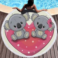Flamingo Plants Pattern Large Round 150cm Beach Towel For Adults Wall Hanging Microfiber Bath Towel With Tassel Throw Yoga Mat 2