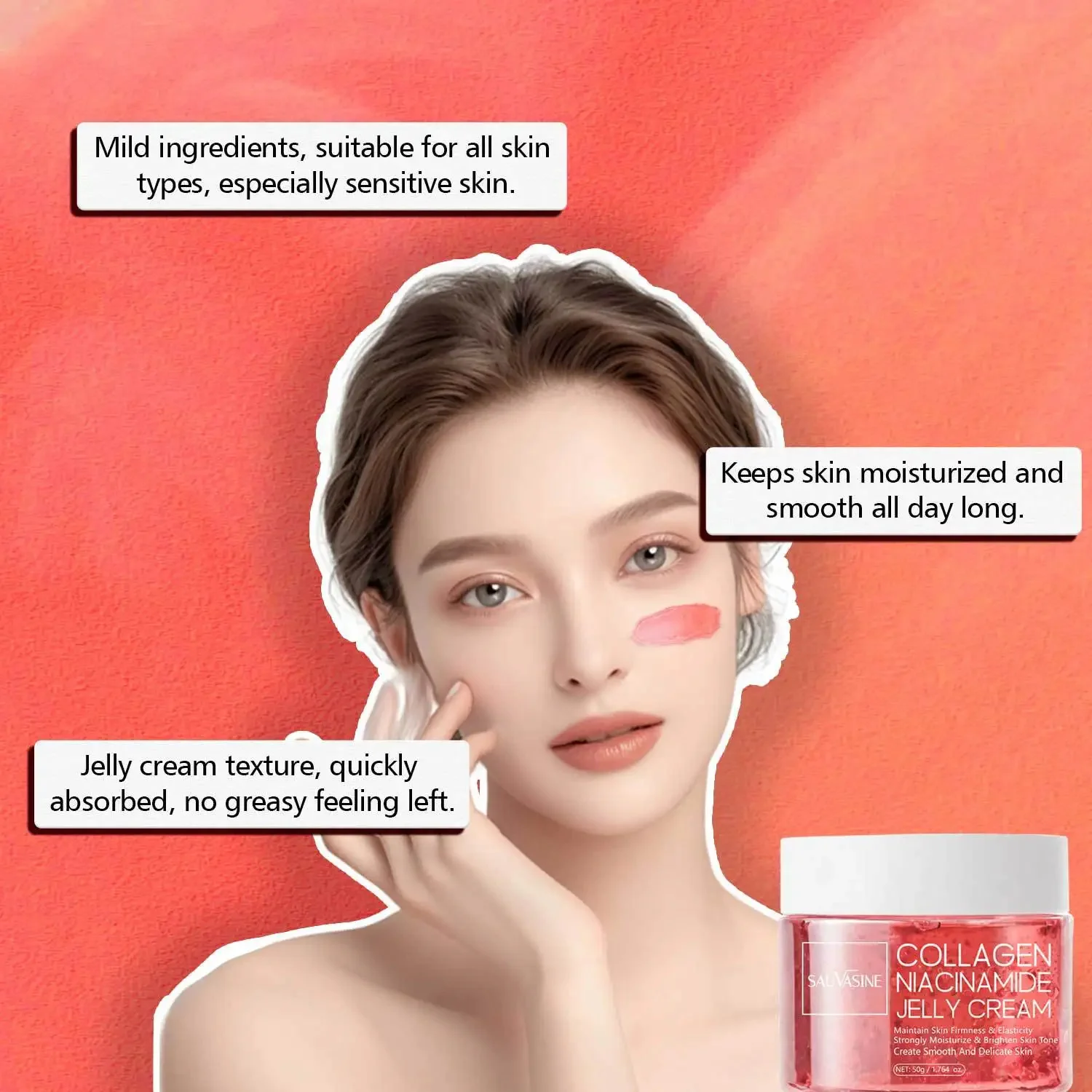 Collagen Niacinamide Jelly Cream - Deep Moisturizing  Brightening Face Gel