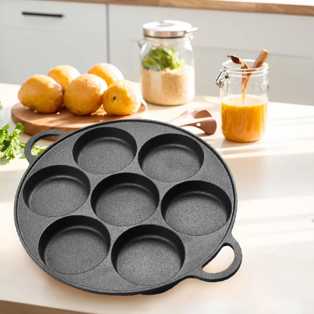 7-3 Hole Non-Stick Kitchen Cooking Ham Pan Breakfast Maker Cookware Cast Iron Egg Pie Frying Pot Takoyaki Pan for Gas Stove