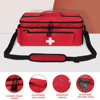 Travel Medicine Bag with Lockable Zippers Pill Bottle Organizer Empty Travel Emergency Kit Medication Organizer for Home Travel 1