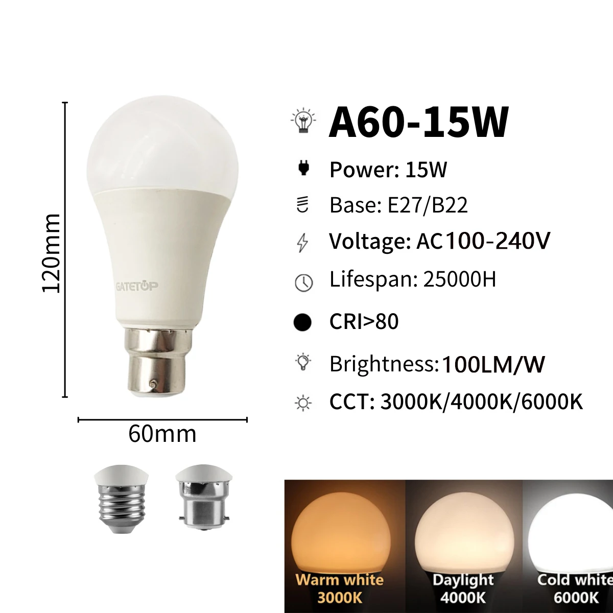 Multicolor LED Smart Light Bulb with Memory Function and Adjustable Brightness