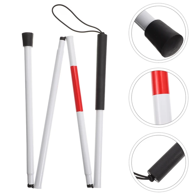 Guide Cane Foldable Blind Cane Four-Section Blind Cane Portable Aluminium  Alloy Walk Stick Practical Folding Blind Cane (White) - AliExpress