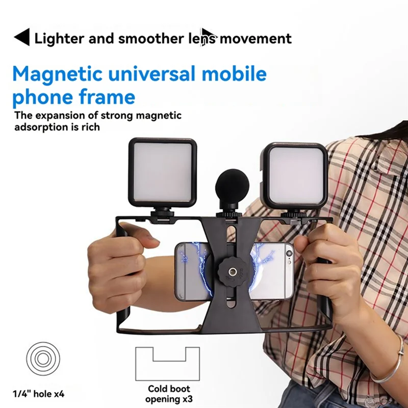 블로깅 라이브 스트리밍을 위한 Magsafe 휴대폰 안정기 기어 키트용 클래식 범용 퀵 릴리스 스마트폰 비디오 조작 키트